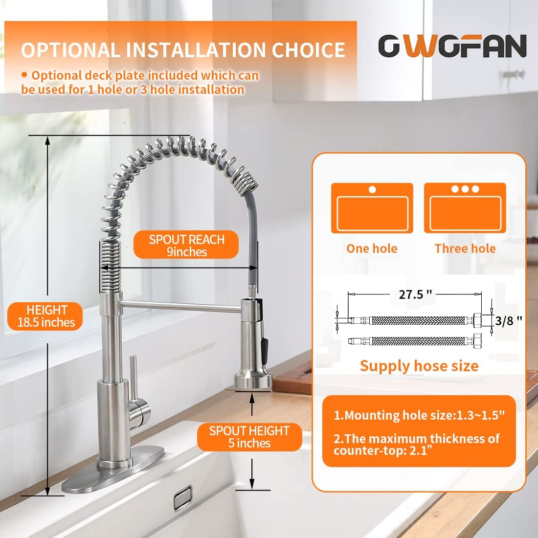Pull‑Down Kitchen Faucet – Spring Neck & Dual Sprayer