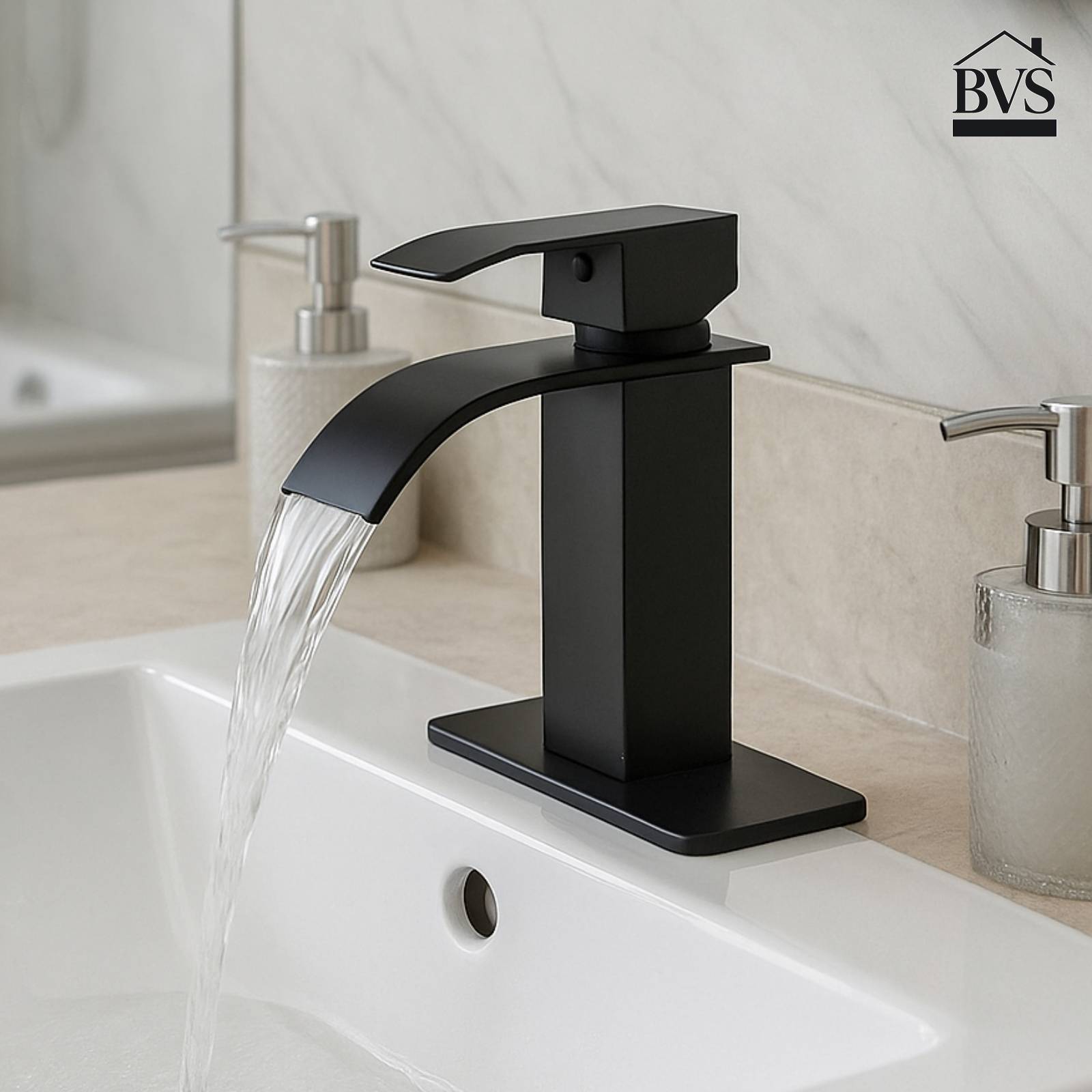 Waterfall Bathroom Faucet - Single Handle with Pop-Up Drain