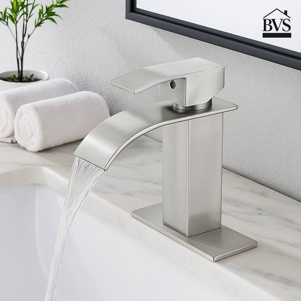 Waterfall Bathroom Faucet - Single Handle with Pop-Up Drain
