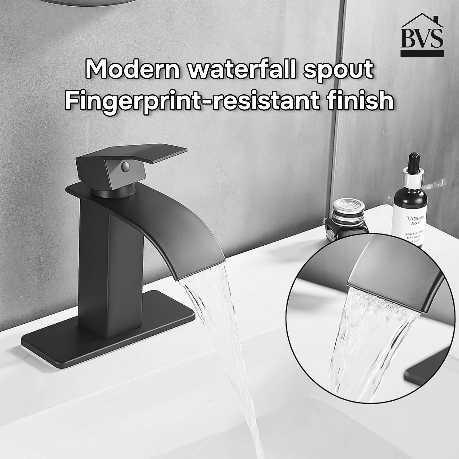 Waterfall Bathroom Faucet - Single Handle with Pop-Up Drain