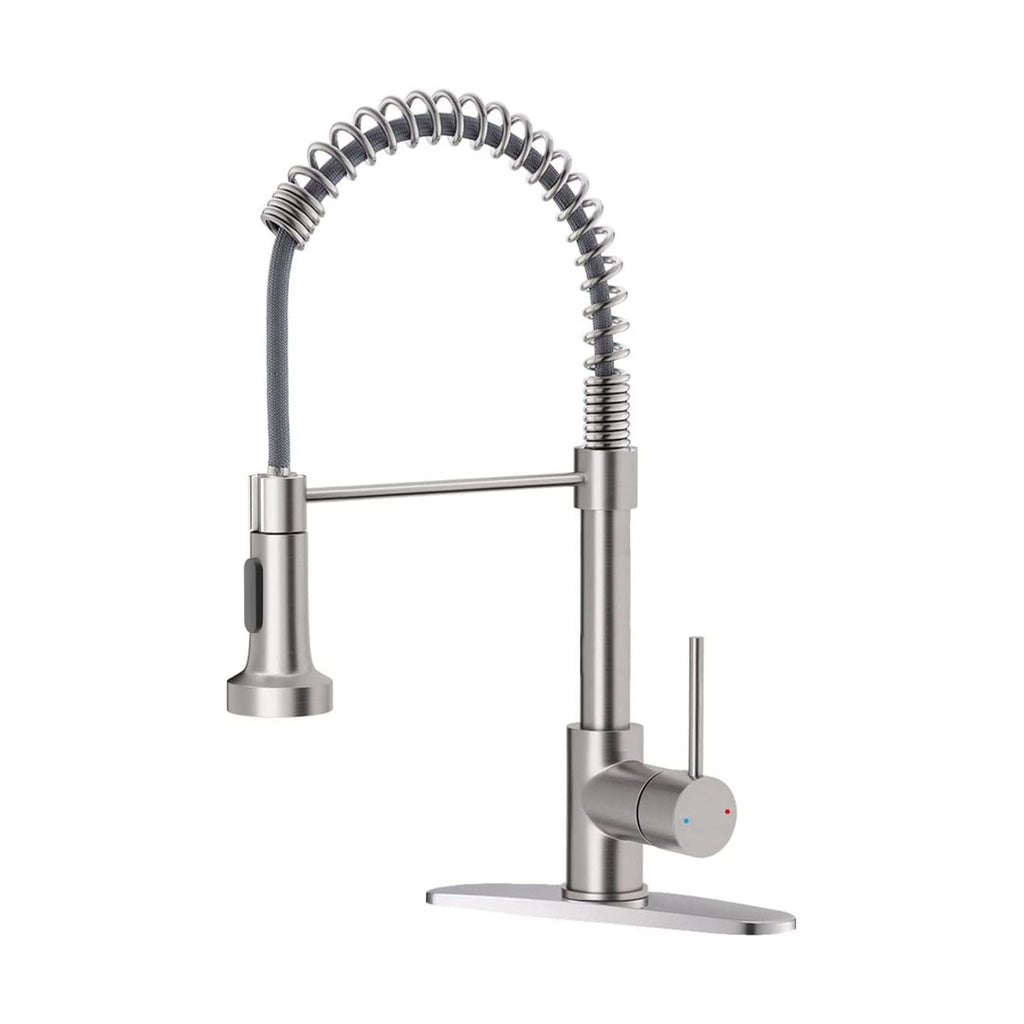 Silver Modern Kitchen Faucet with Dual Sprayer