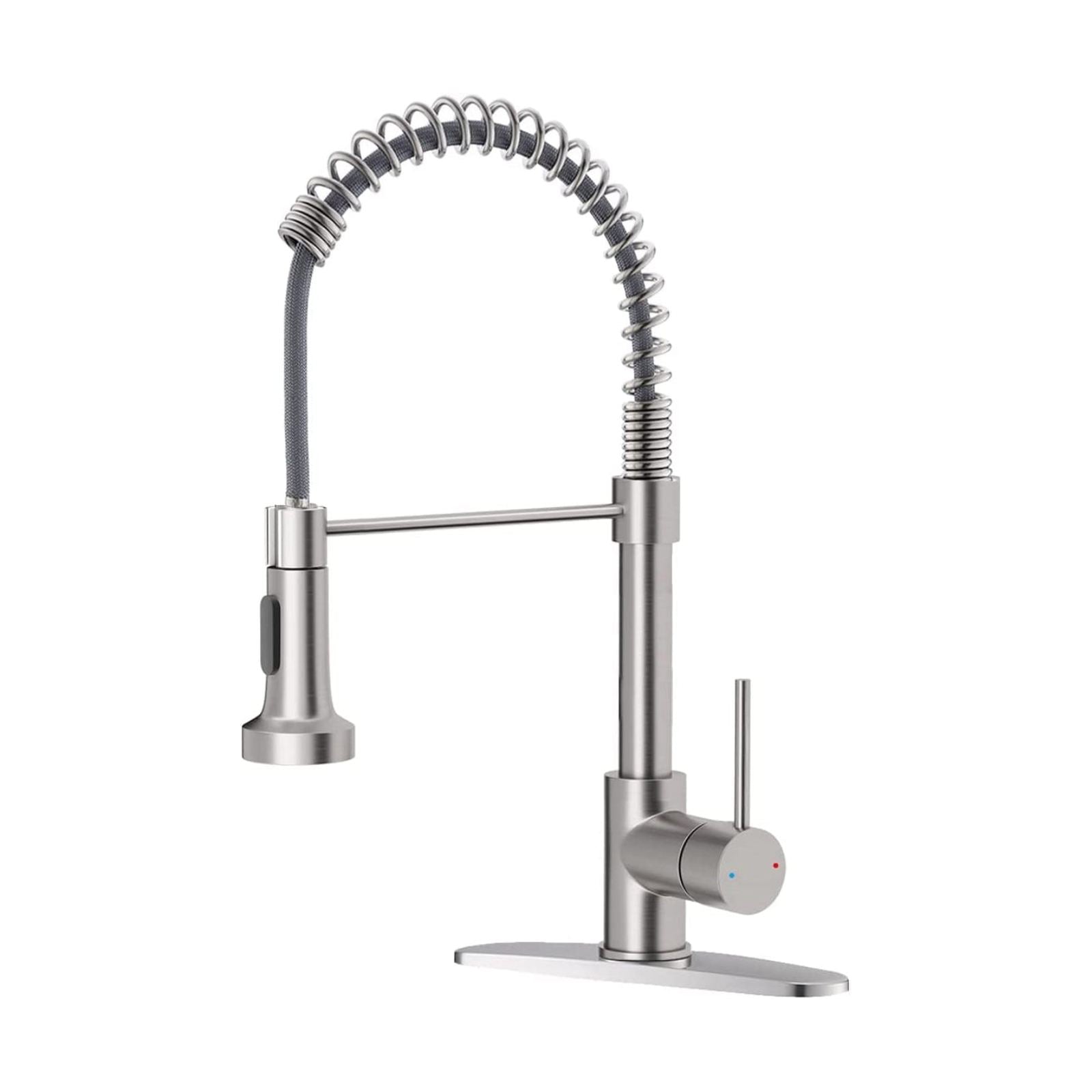 Silver Modern Kitchen Faucet with Dual Sprayer