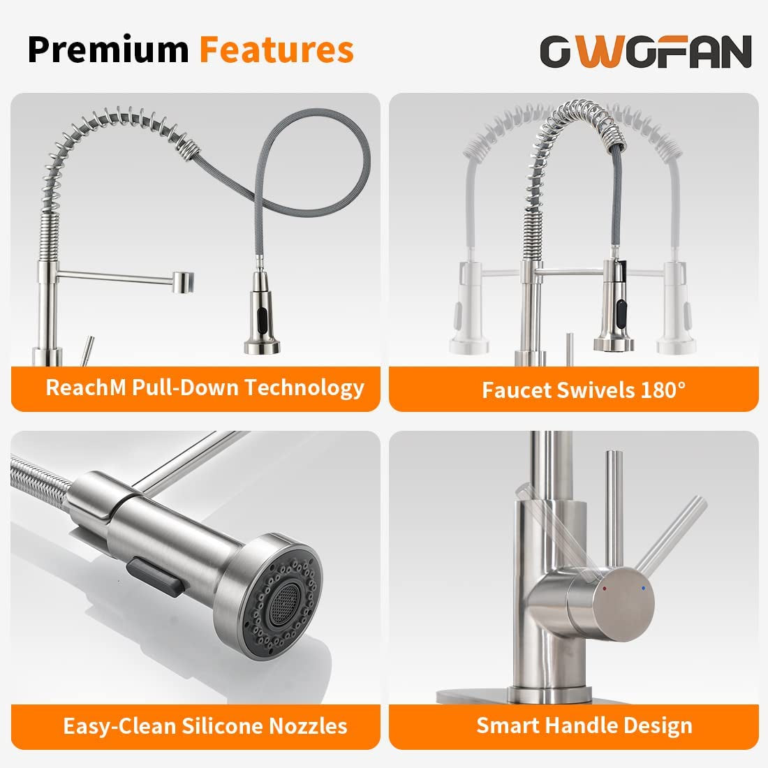 Pull‑Down Kitchen Faucet – Spring Neck & Dual Sprayer