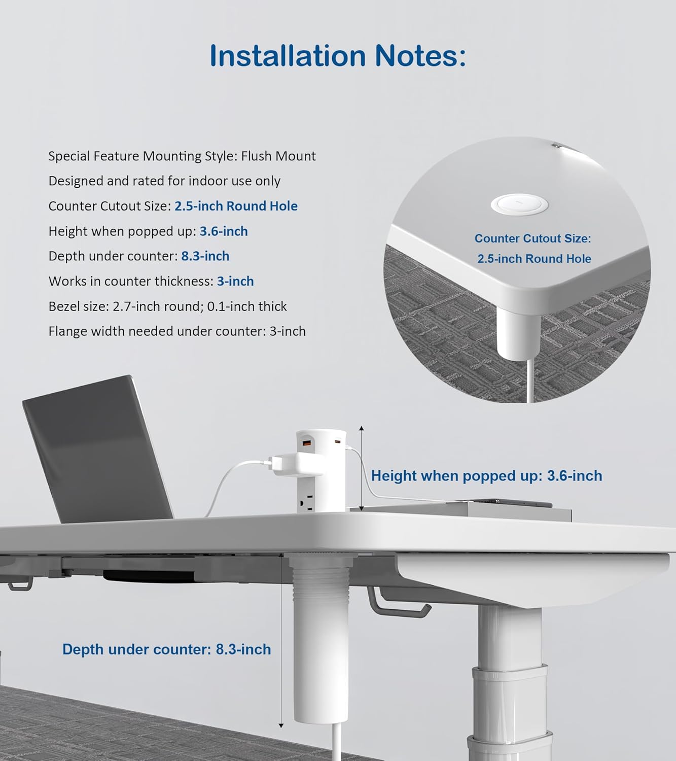 StreamStation Pop-Up Countertop Outlet - 2.5″ Hole