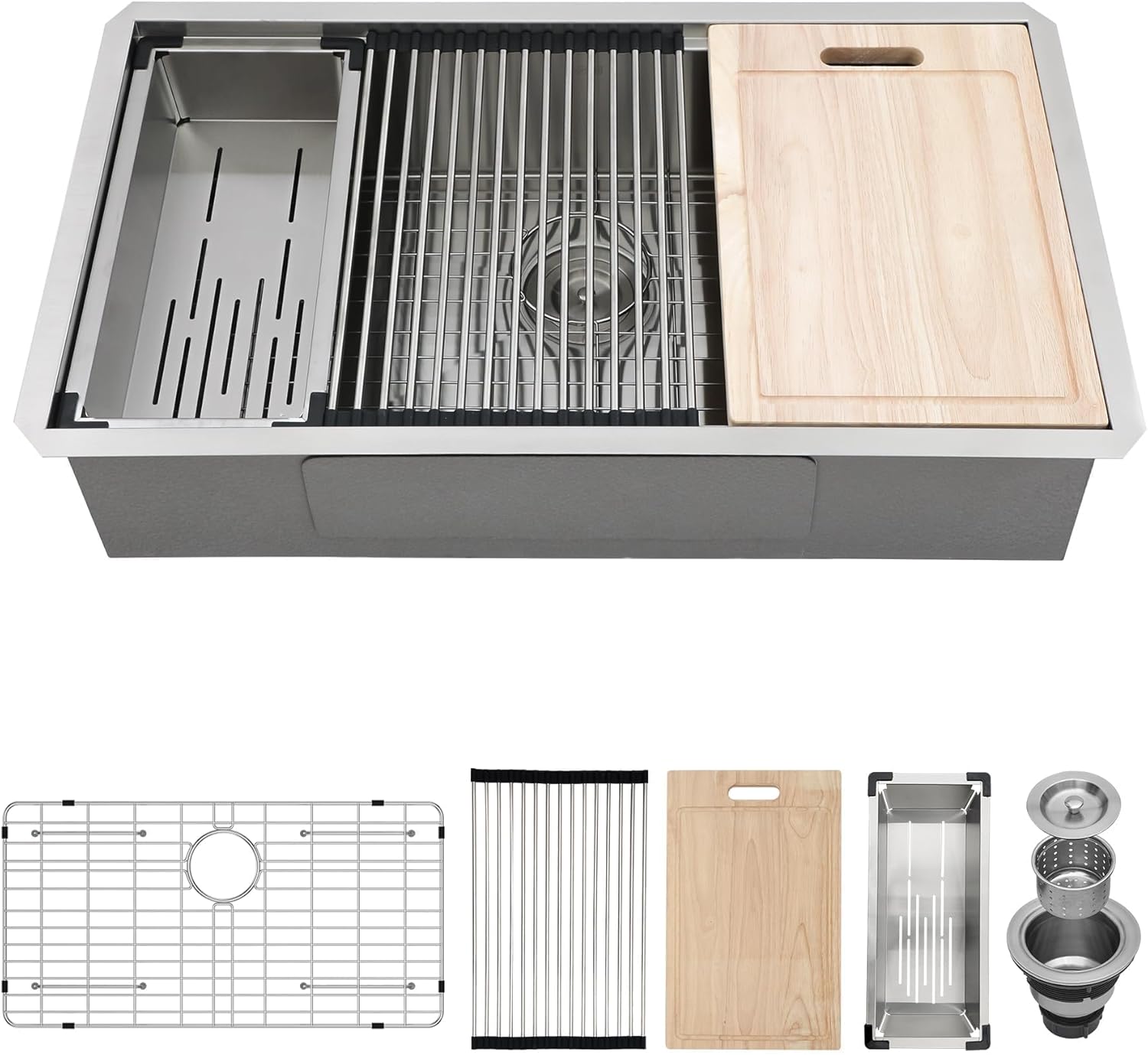 30 Inch WorkStation Pro Stainless Undermount Kitchen Sink With Accessories