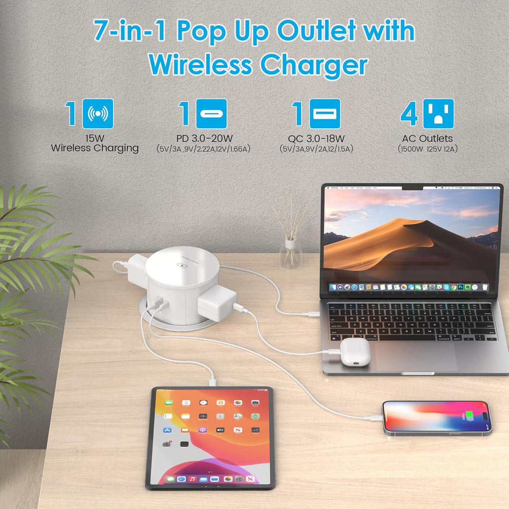 AirStation Wireless Pop-Up Countertop Outlet - 4.75″ Hole 