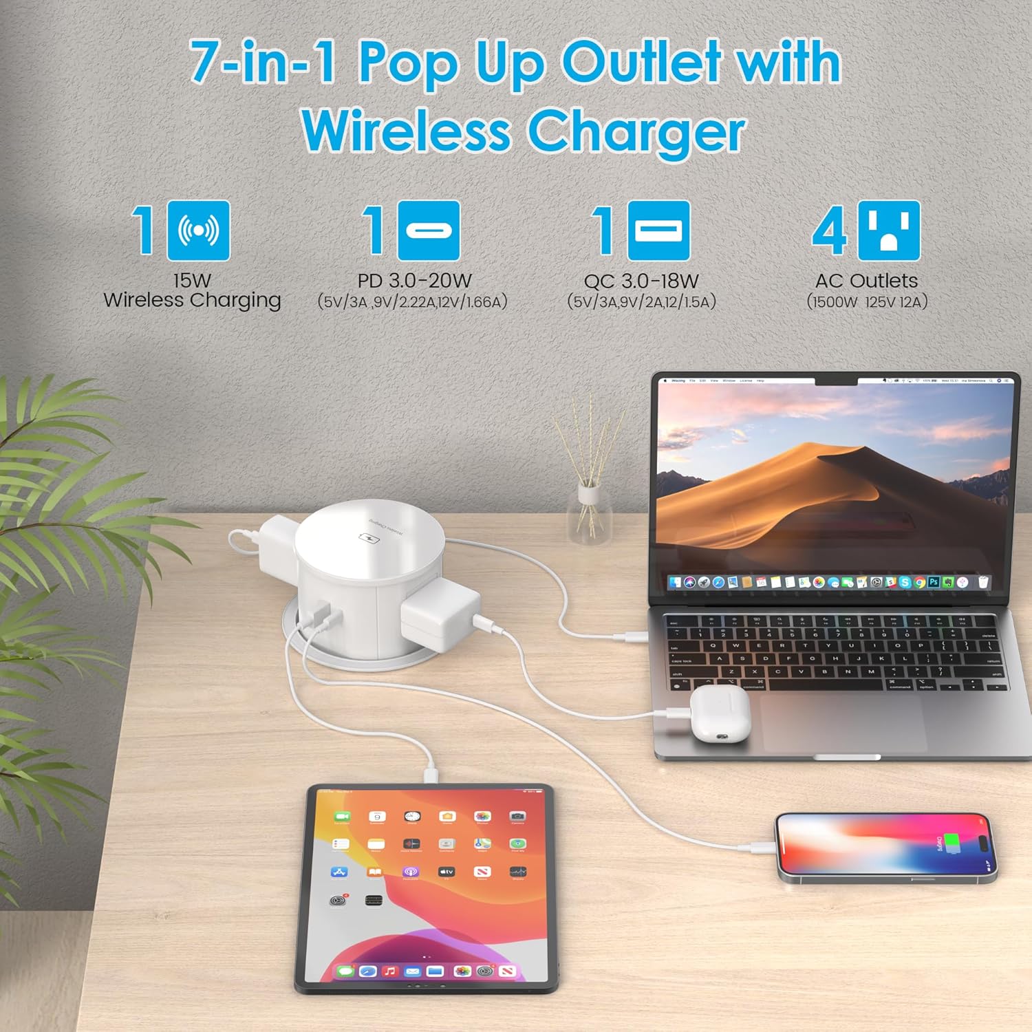 AirStation Wireless Pop-Up Countertop Outlet - 4.75″ Hole 
