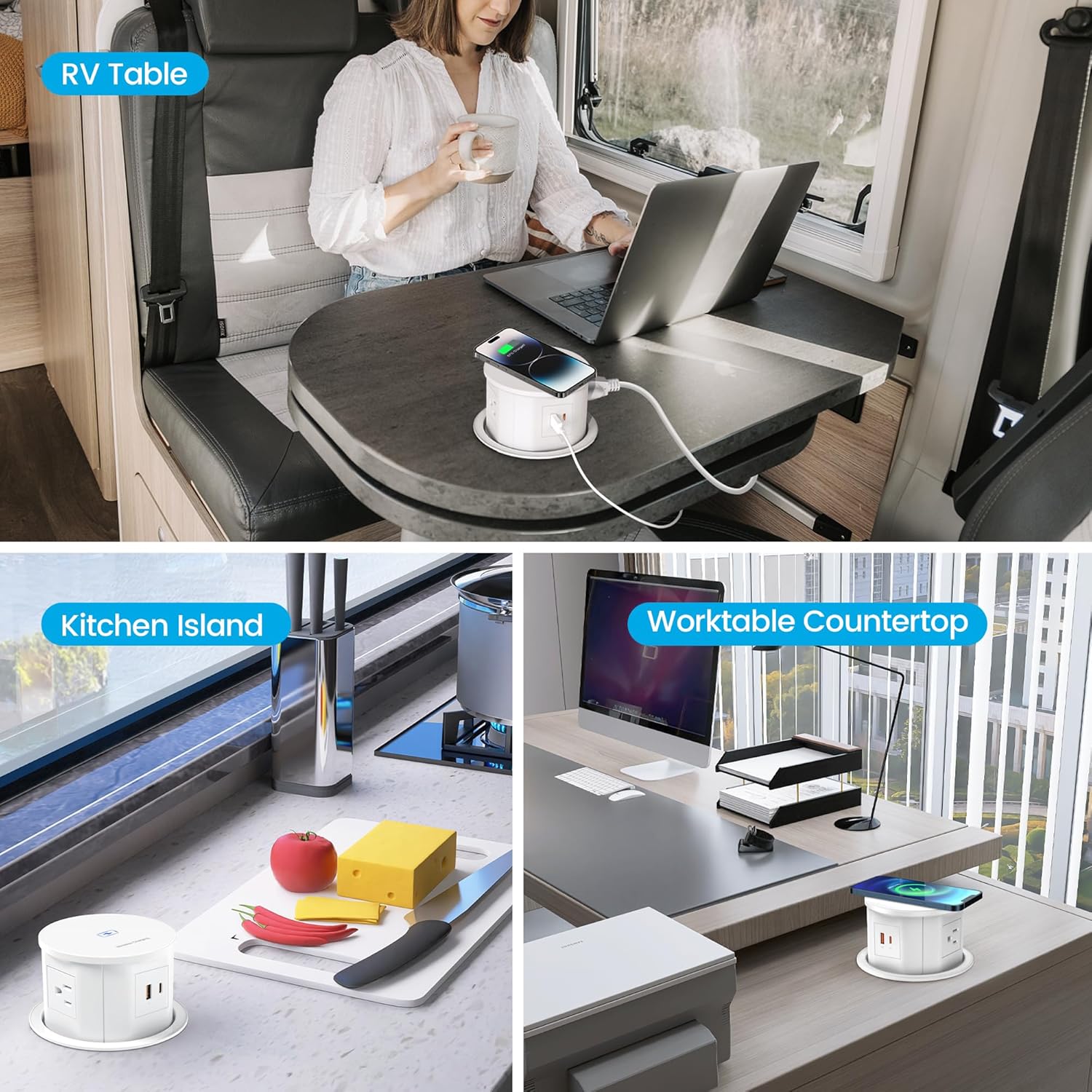 AirStation Wireless Pop-Up Countertop Outlet - 4.75″ Hole 