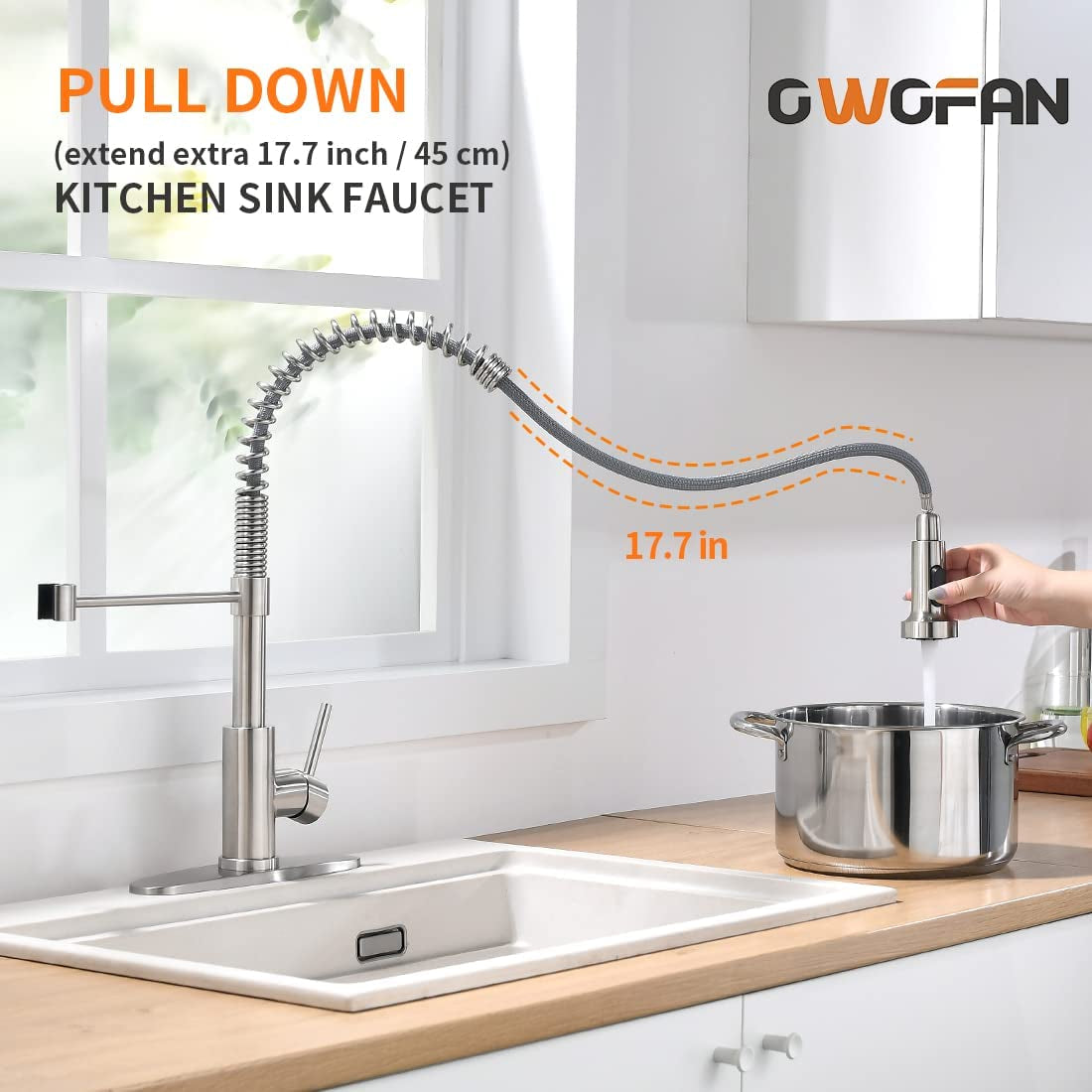 Pull‑Down Kitchen Faucet – Spring Neck & Dual Sprayer
